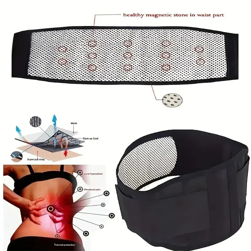 Cinto de Terapia Magnética Auto-aquecimento Ajustável, Costas e Cintura, Cinto De Massagem, Cuidados Corporais Esportivos, 1Pc