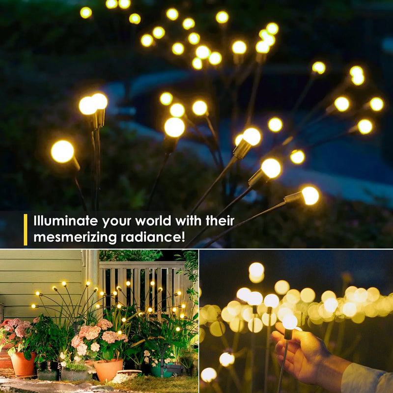 Luminária Solar com 8 Cabeçotes em Formato de Globo – Iluminação Decorativa para Jardim, Caminho e Paisagismo