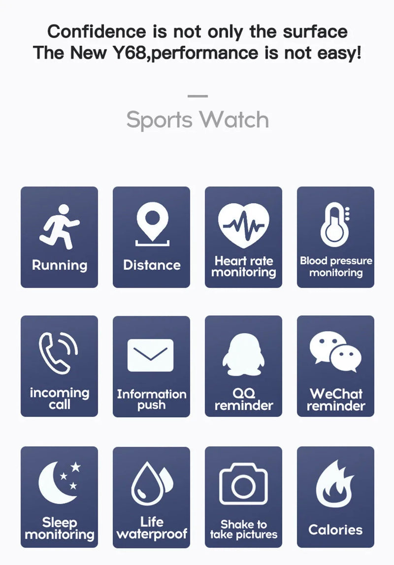 SmartWatch - Relógio Inteligente Multifuncional – À Prova d'Água, Monitor de Atividade e Fitness Tracker
