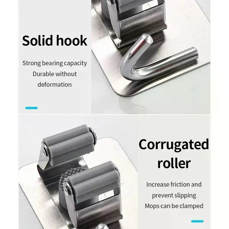 Título: Suporte de Aço Inoxidável para Vassouras e Mop – Organize Seu Espaço com Estilo