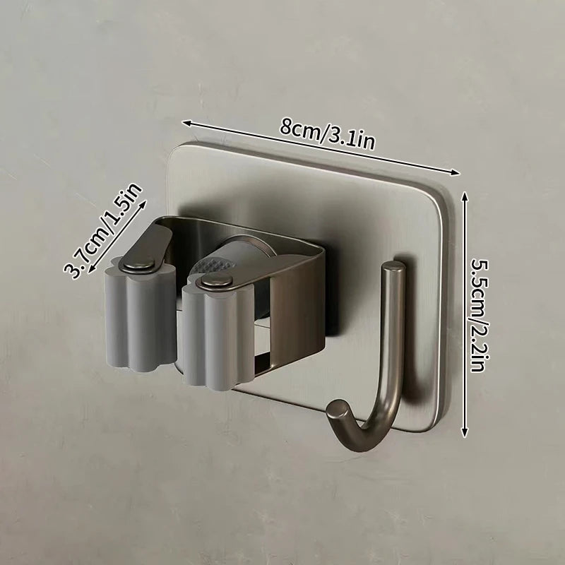 Título: Suporte de Aço Inoxidável para Vassouras e Mop – Organize Seu Espaço com Estilo