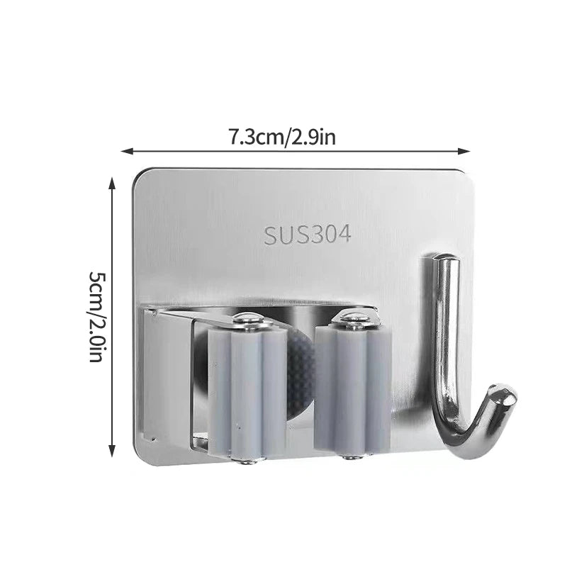 Título: Suporte de Aço Inoxidável para Vassouras e Mop – Organize Seu Espaço com Estilo