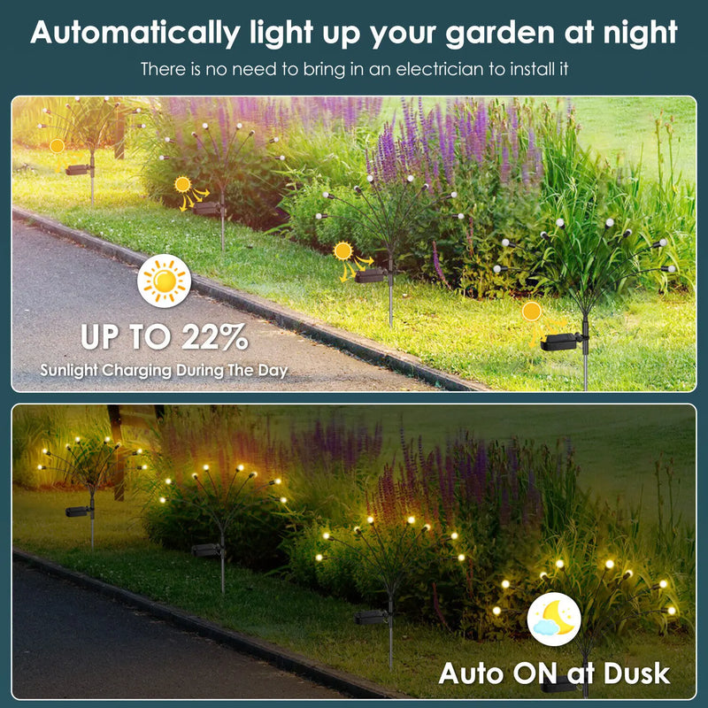Luminária Solar com 8 Cabeçotes em Formato de Globo – Iluminação Decorativa para Jardim, Caminho e Paisagismo