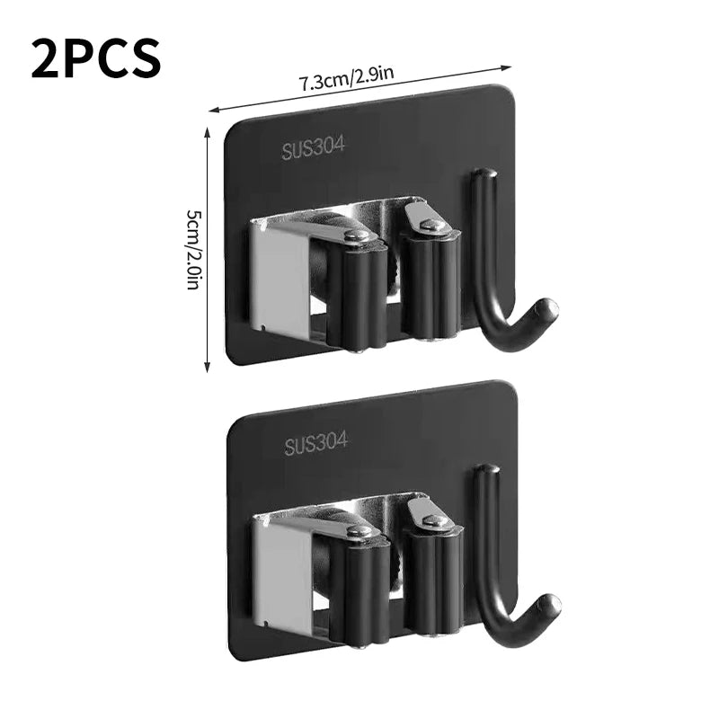 Título: Suporte de Aço Inoxidável para Vassouras e Mop – Organize Seu Espaço com Estilo