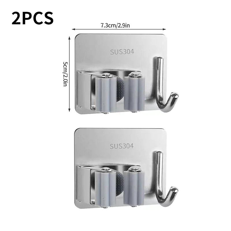 Título: Suporte de Aço Inoxidável para Vassouras e Mop – Organize Seu Espaço com Estilo